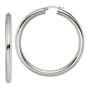 5mm Stainless Steel Classic Round Hoop Earrings - 60mm (2 3/8 in)